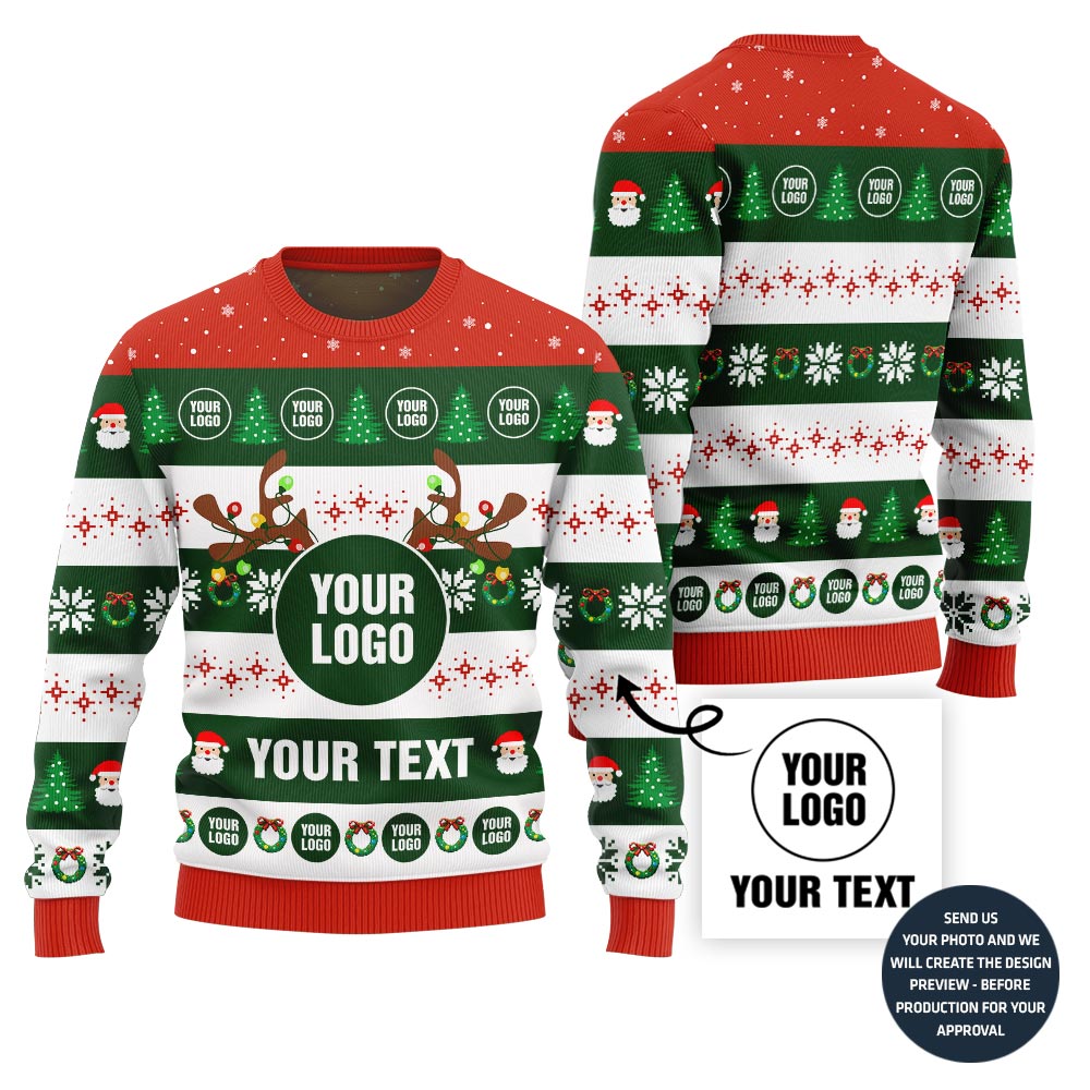 Custom Logo Company Ugly Sweater With Festive Patterns