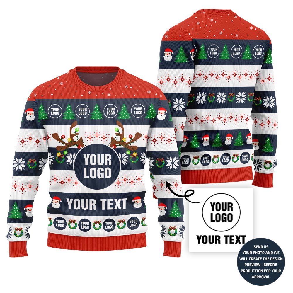 Custom Logo Company Ugly Sweater With Festive Patterns