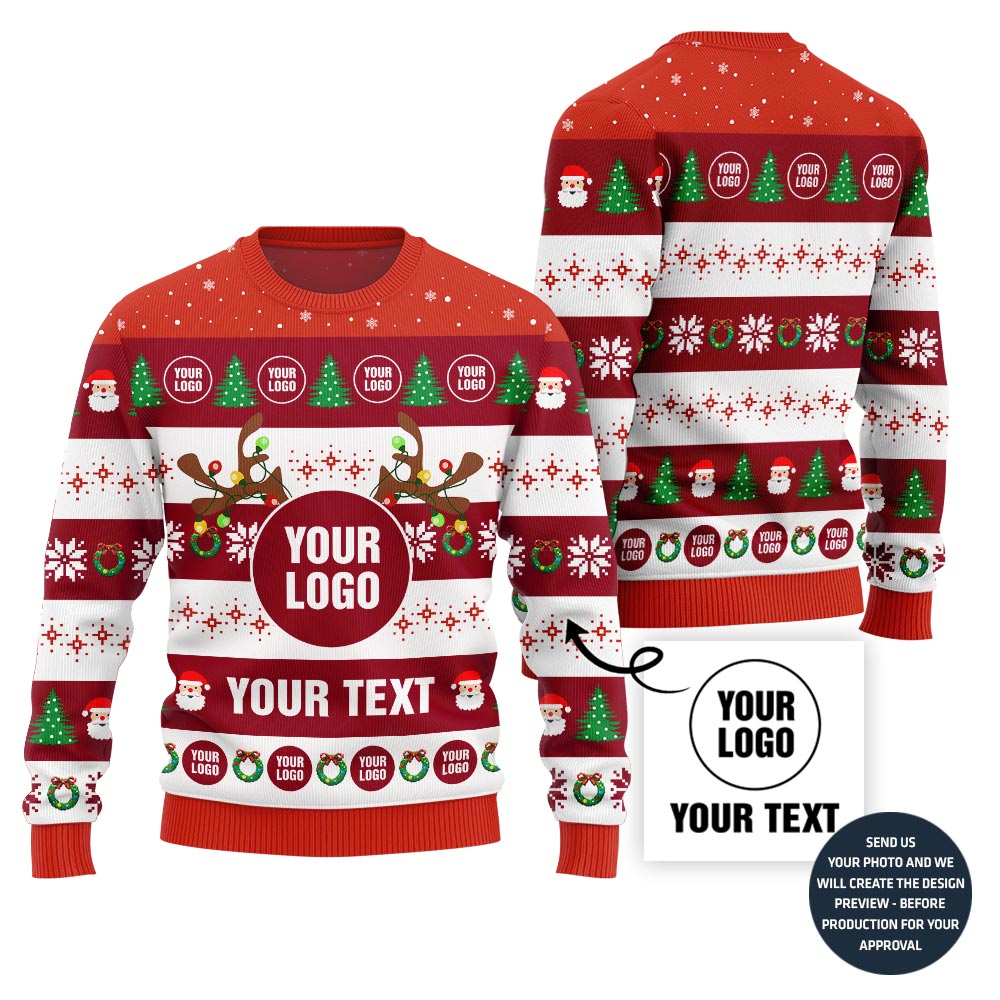 Custom Logo Company Ugly Sweater With Festive Patterns