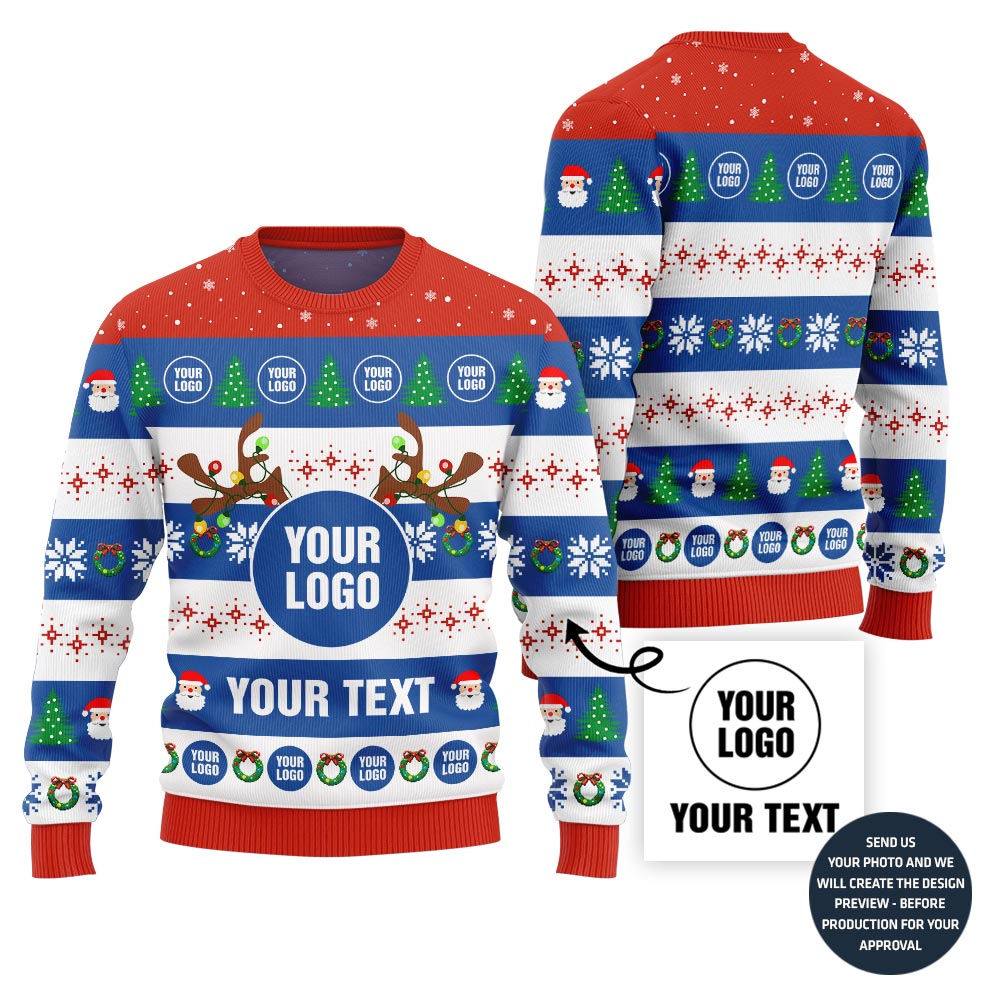 Custom Logo Company Ugly Sweater With Festive Patterns