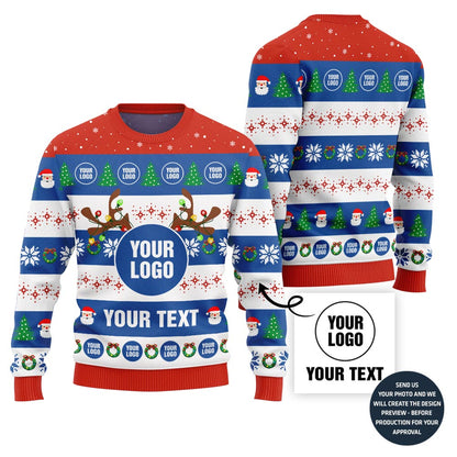 Custom Logo Company Ugly Sweater With Festive Patterns