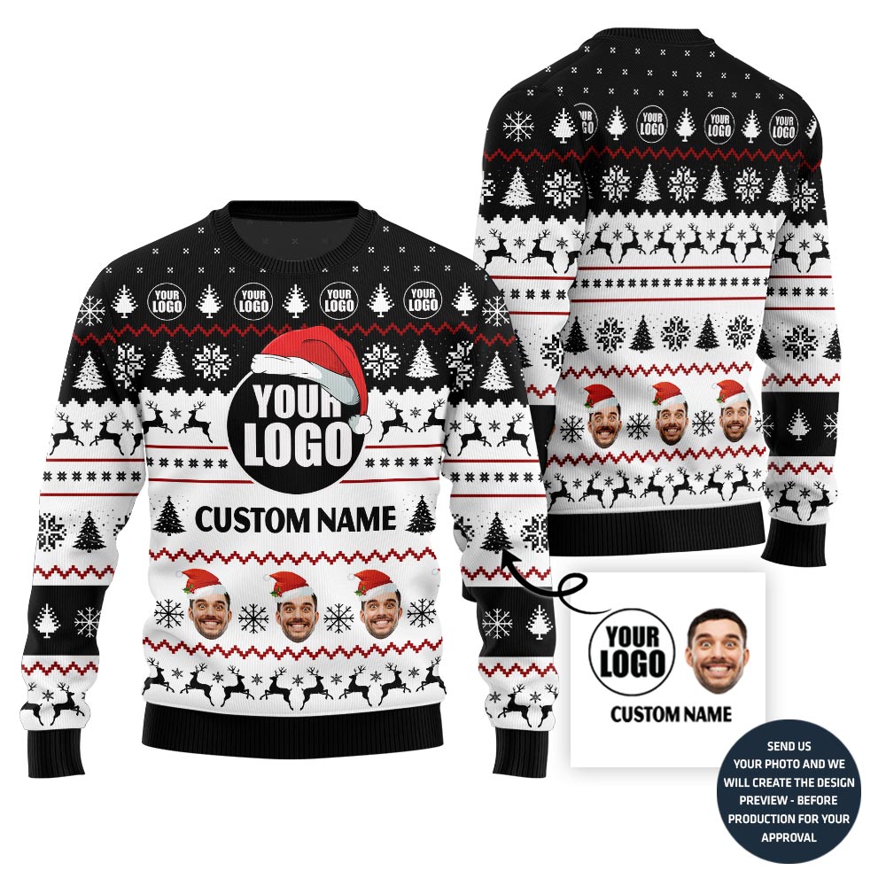 Custom Logo Face And Name Ugly Christmas Sweater
