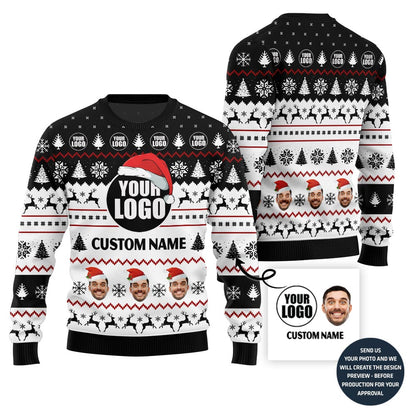 Custom Logo Face And Name Ugly Christmas Sweater