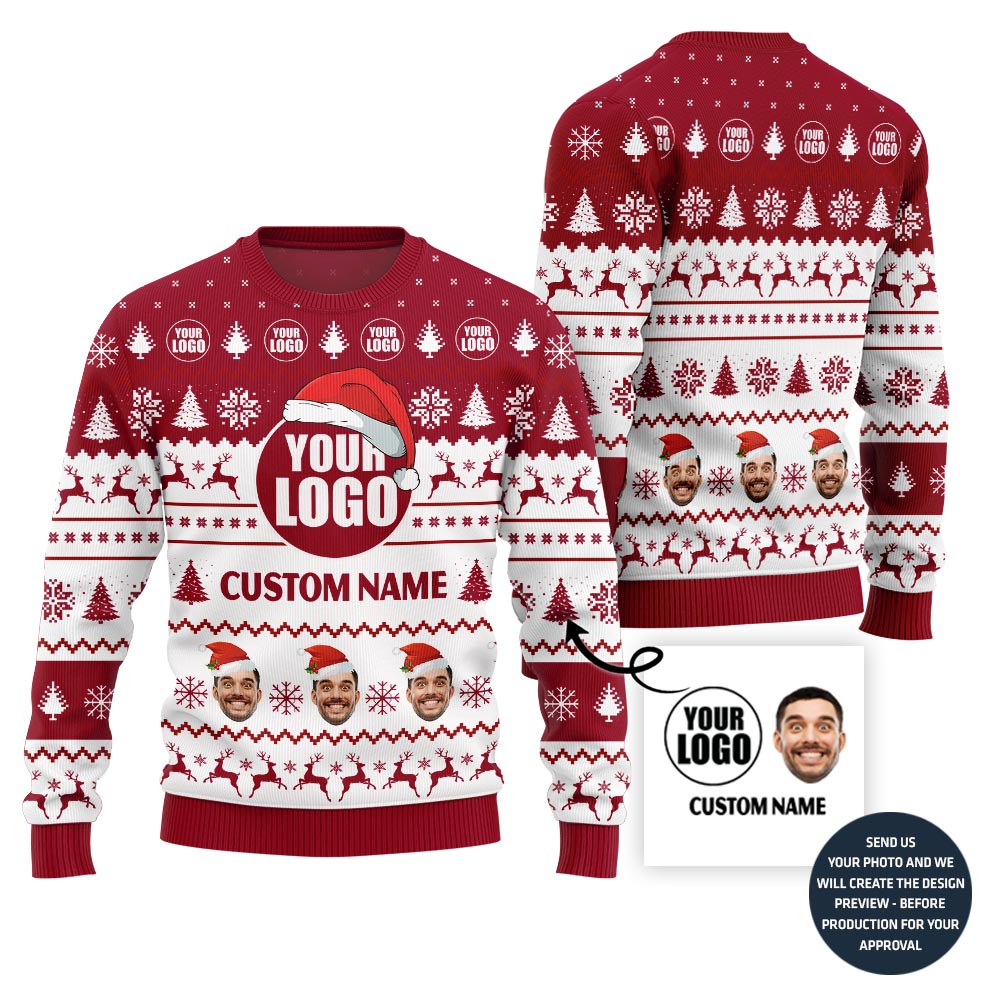 Custom Logo Face And Name Ugly Christmas Sweater