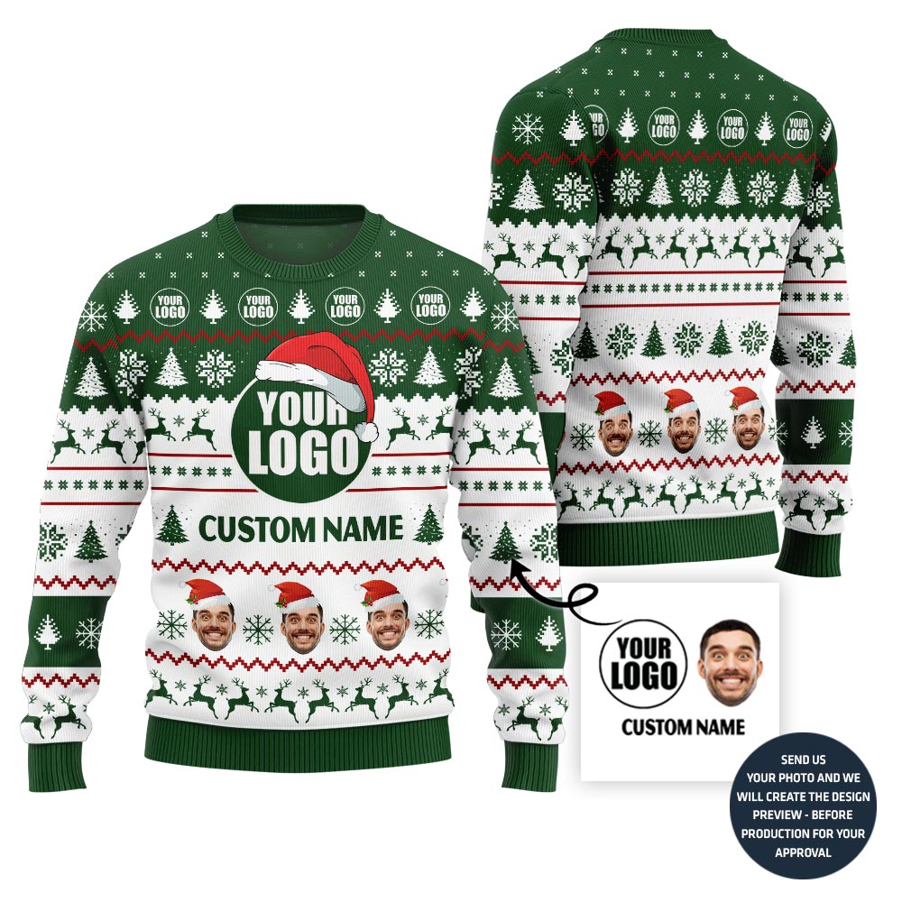 Custom Logo Face And Name Ugly Christmas Sweater