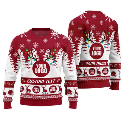 Custom Logo Football Team Ugly Christmas Sweater For Men