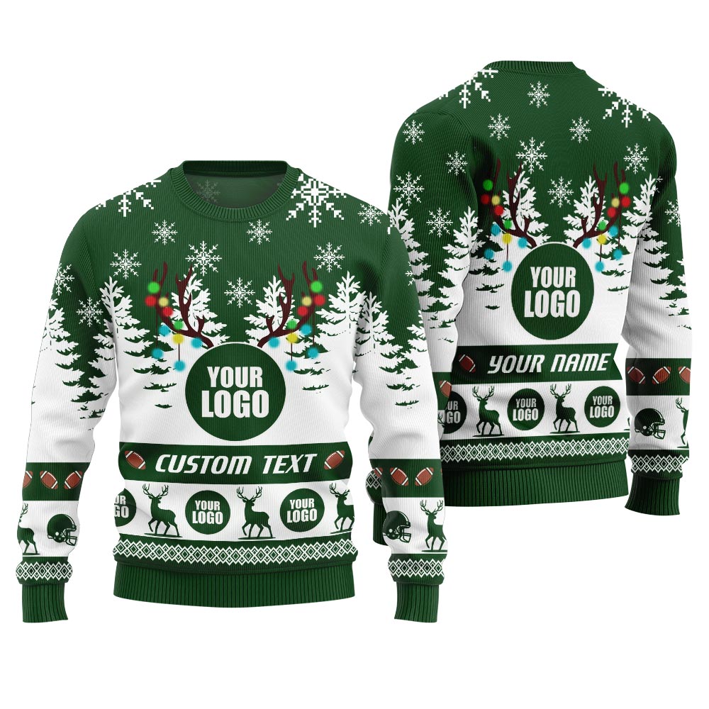 Custom Logo Football Team Ugly Christmas Sweater For Men