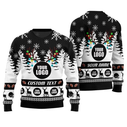 Custom Logo Football Team Ugly Christmas Sweater For Men