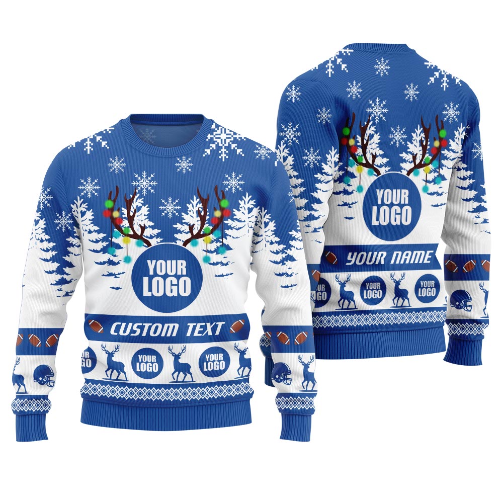 Custom Logo Football Team Ugly Christmas Sweater For Men