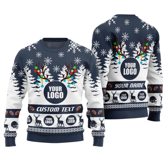 Custom Logo Football Team Ugly Christmas Sweater For Men
