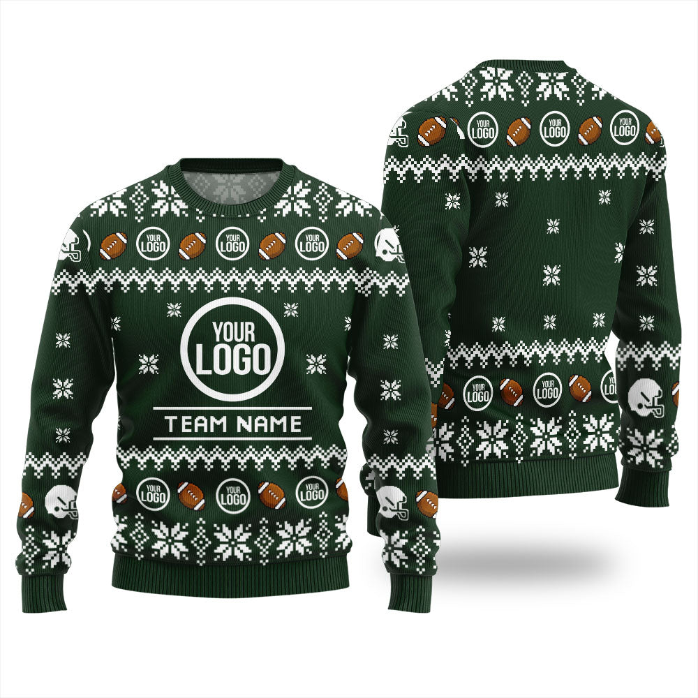 Custom Logo Football Team Ugly Christmas Sweater