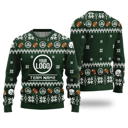Custom Logo Football Team Ugly Christmas Sweater