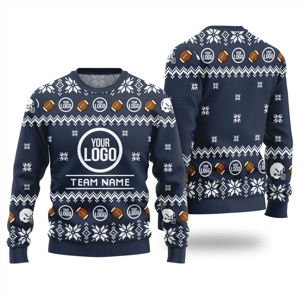 Custom Logo Football Team Ugly Christmas Sweater