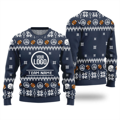 Custom Logo Football Team Ugly Christmas Sweater