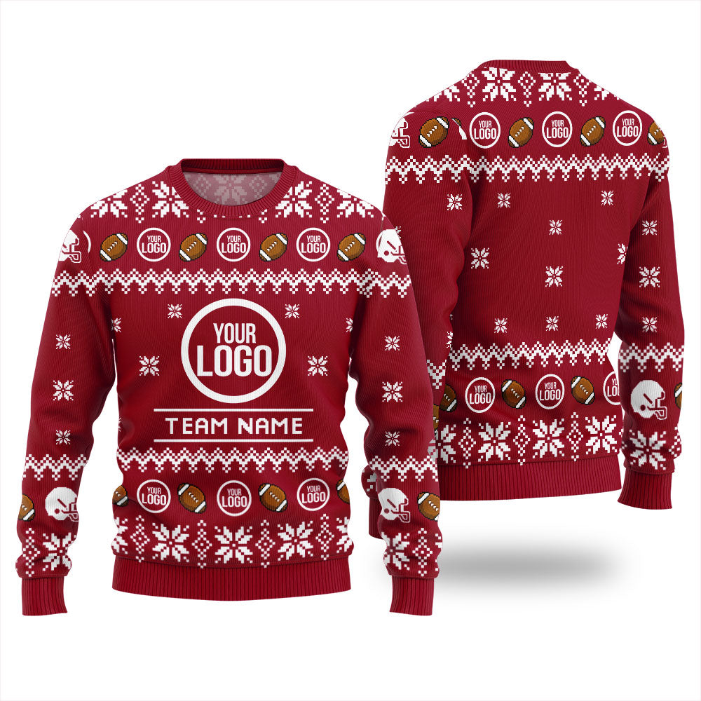 Custom Logo Football Team Ugly Christmas Sweater