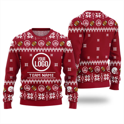 Custom Logo Football Team Ugly Christmas Sweater