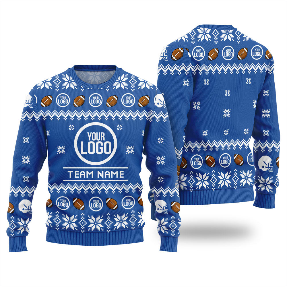 Custom Logo Football Team Ugly Christmas Sweater