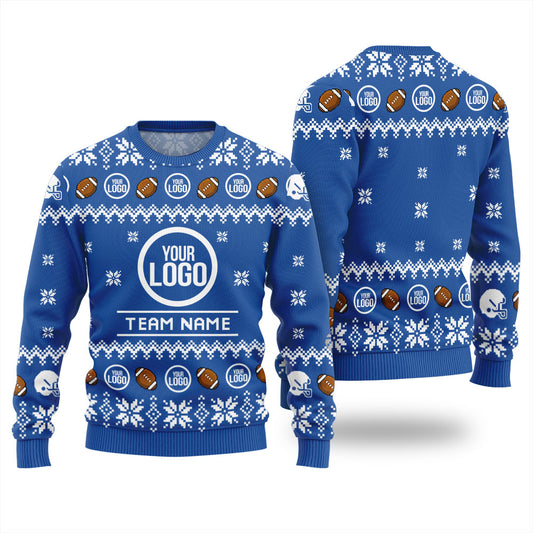Custom Logo Football Team Ugly Christmas Sweater