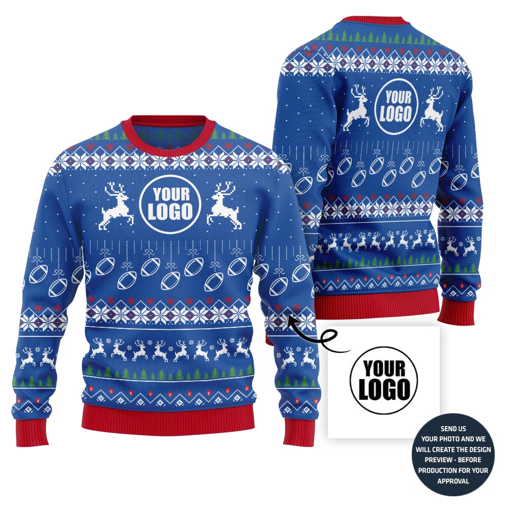 Custom Logo Football Ugly Christmas Sweater