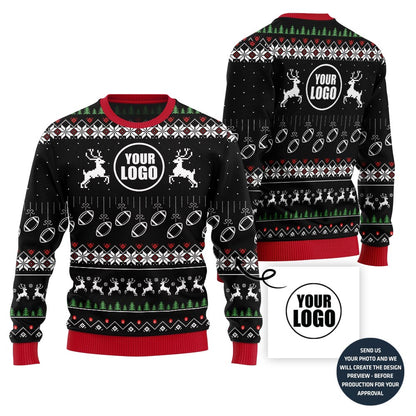 Custom Logo Football Ugly Christmas Sweater
