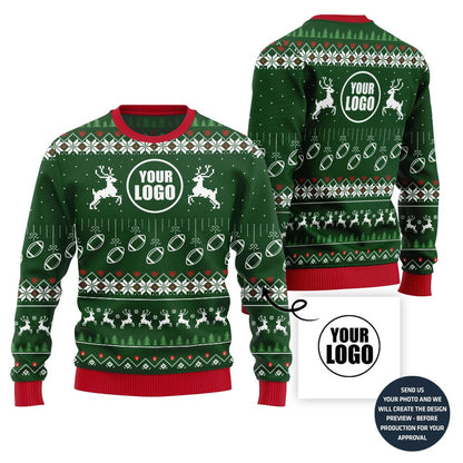 Custom Logo Football Ugly Christmas Sweater