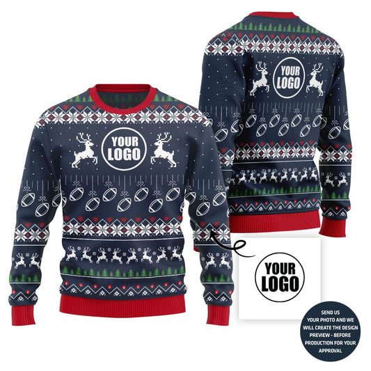 Custom Logo Football Ugly Christmas Sweater