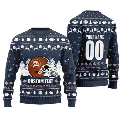 Custom Logo Football Ugly Christmas Sweater Men
