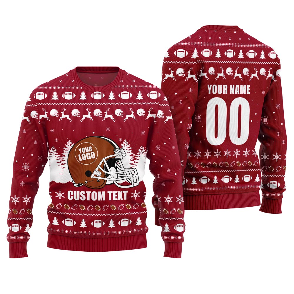 Custom Logo Football Ugly Christmas Sweater Men