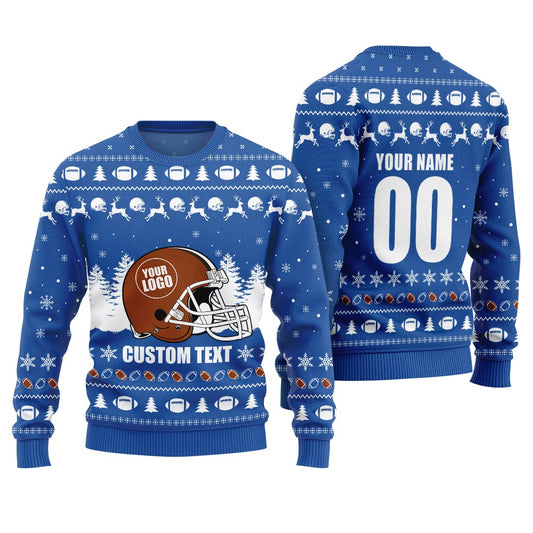 Custom Logo Football Ugly Christmas Sweater Men