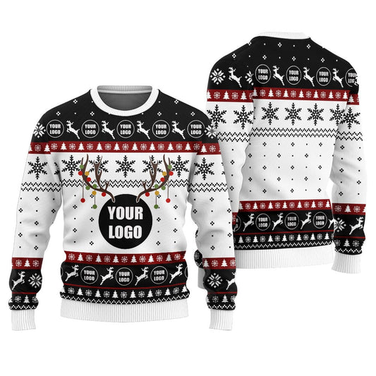 Custom Logo For Brand Ugly Christmas Sweater Black