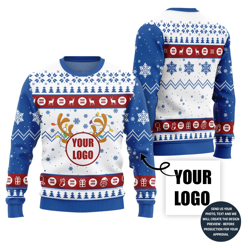 Custom Logo For Company Funny Ugly Christmas Sweater