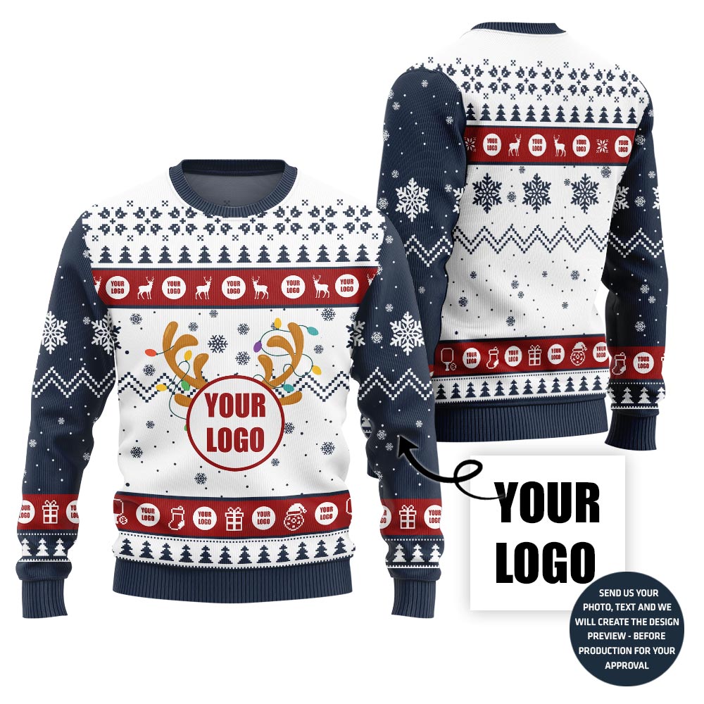 Custom Logo For Company Funny Ugly Christmas Sweater