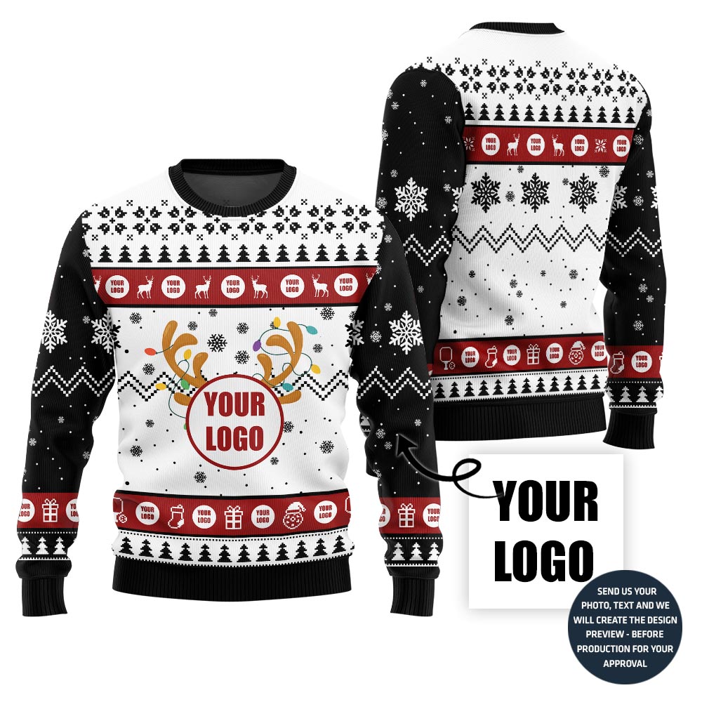 Custom Logo For Company Funny Ugly Christmas Sweater