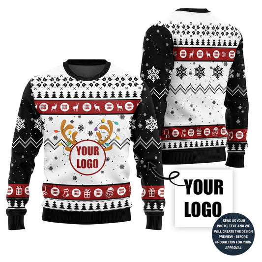 Custom Logo For Company Funny Ugly Christmas Sweater
