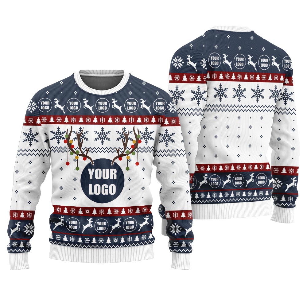 Custom Logo For Your Brand Christmas Sweaters Navy