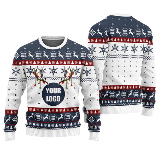 Custom Logo For Your Brand Christmas Sweaters Navy