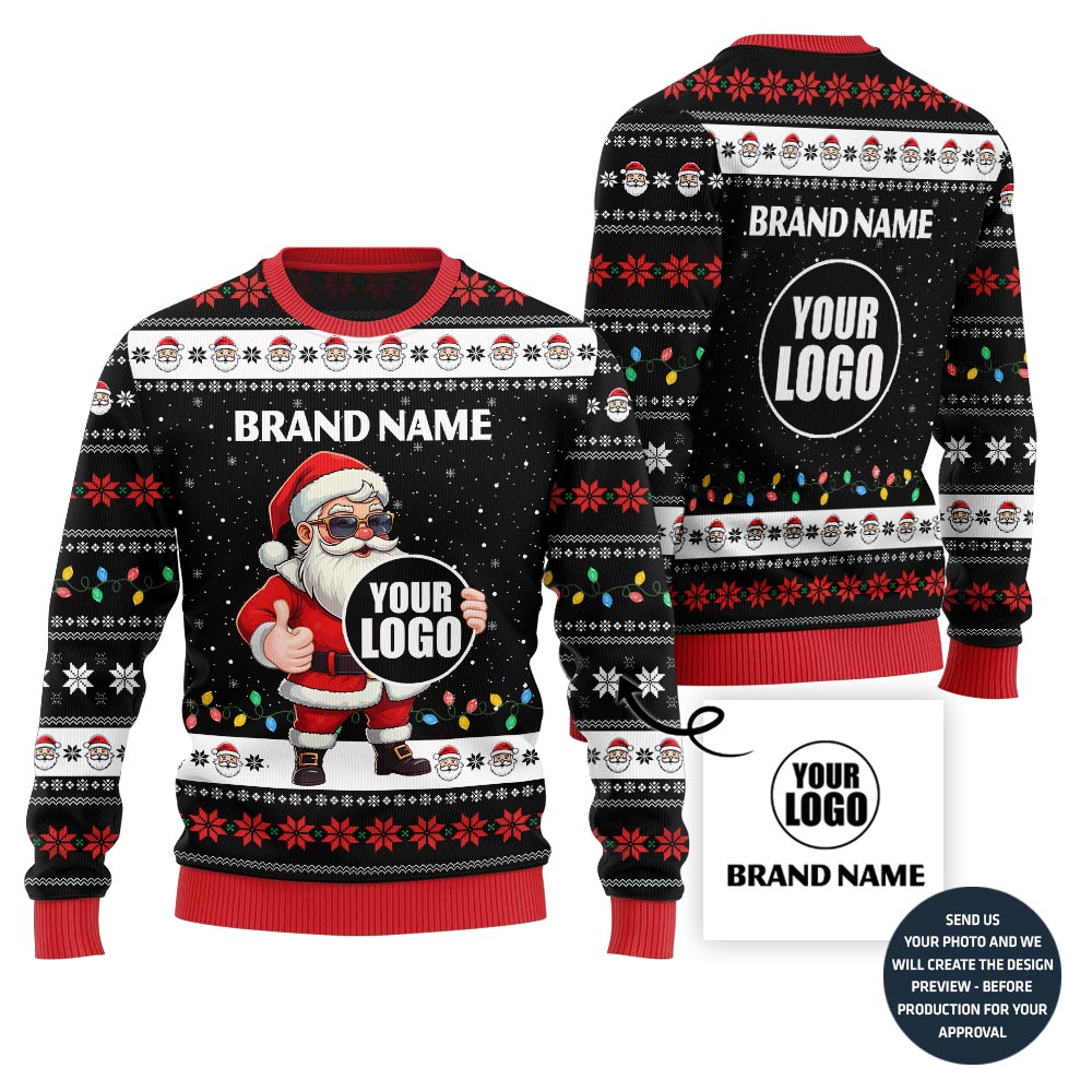 Custom Logo Funny Santa Ugly Christmas Sweater