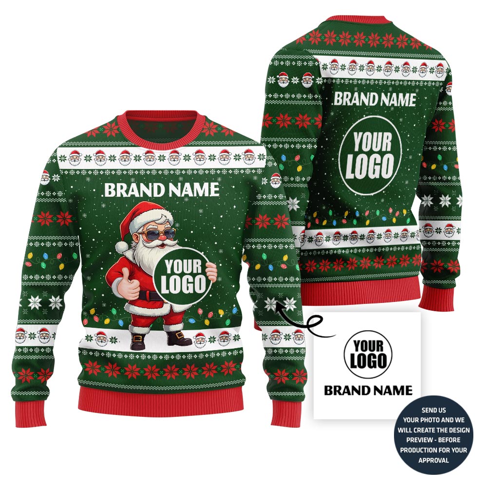 Custom Logo Funny Santa Ugly Christmas Sweater