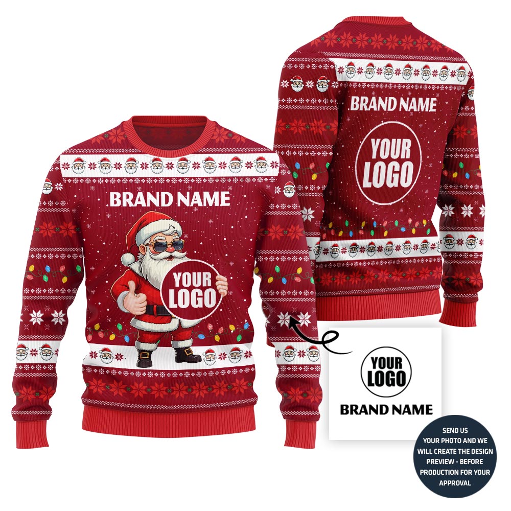 Custom Logo Funny Santa Ugly Christmas Sweater