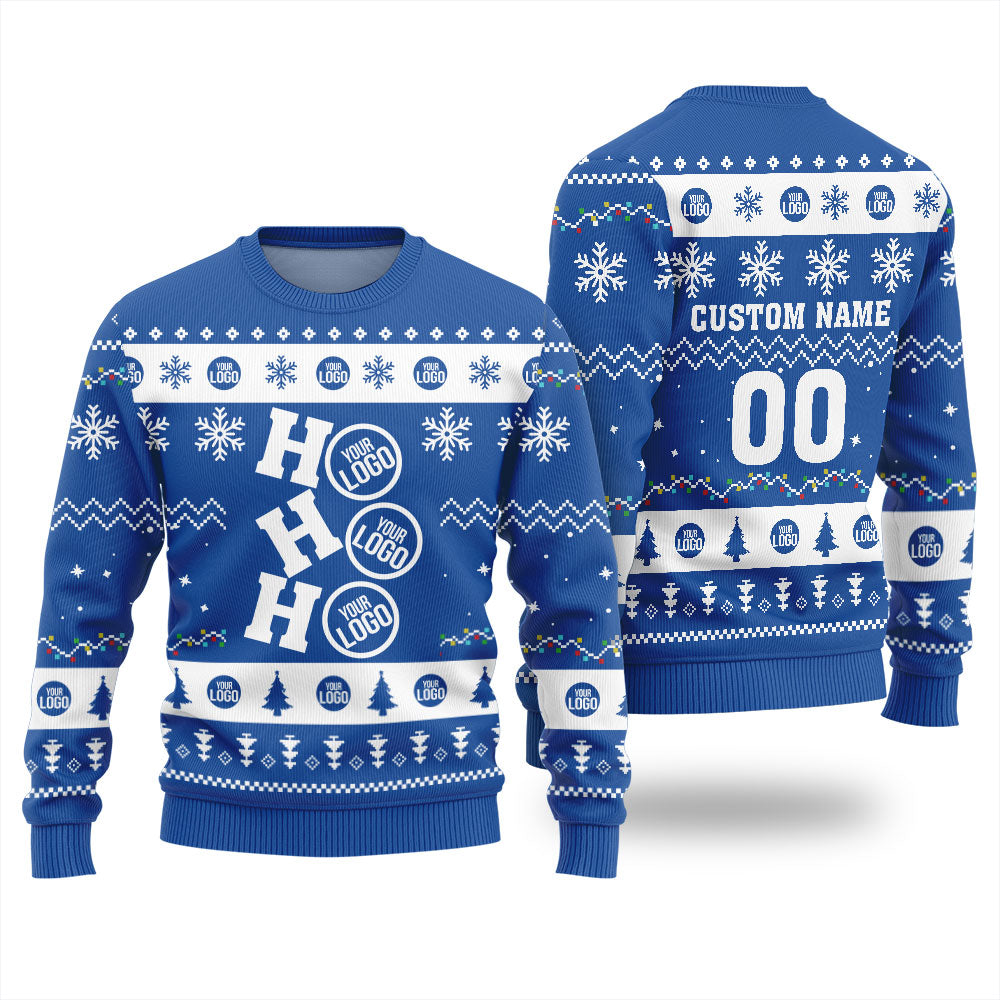 Custom Logo Ho Ho Ho Funny Ugly Christmas Sweater