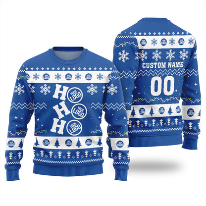 Custom Logo Ho Ho Ho Funny Ugly Christmas Sweater