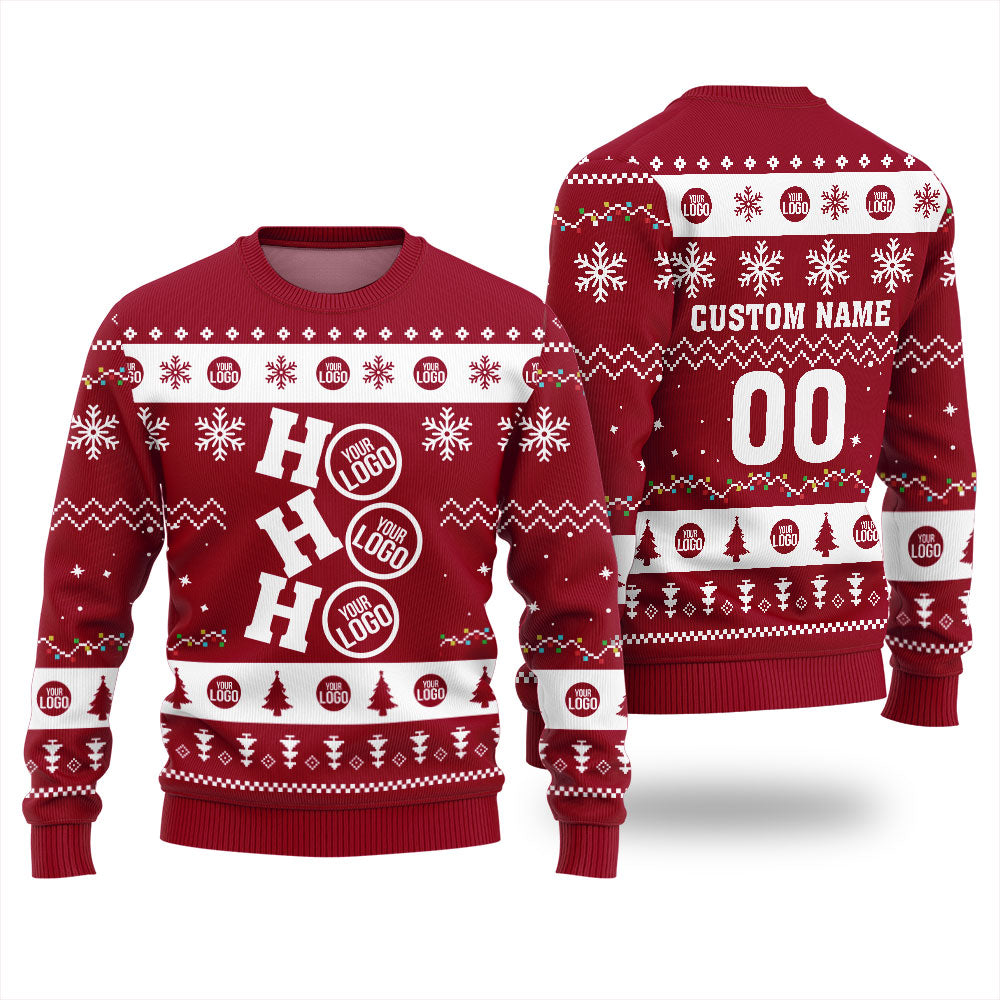 Custom Logo Ho Ho Ho Funny Ugly Christmas Sweater