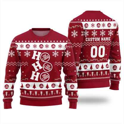Custom Logo Ho Ho Ho Funny Ugly Christmas Sweater