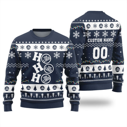 Custom Logo Ho Ho Ho Funny Ugly Christmas Sweater