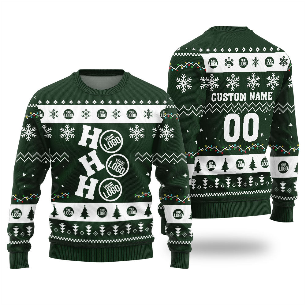 Custom Logo Ho Ho Ho Funny Ugly Christmas Sweater