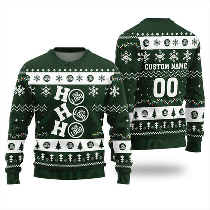 Custom Logo Ho Ho Ho Funny Ugly Christmas Sweater