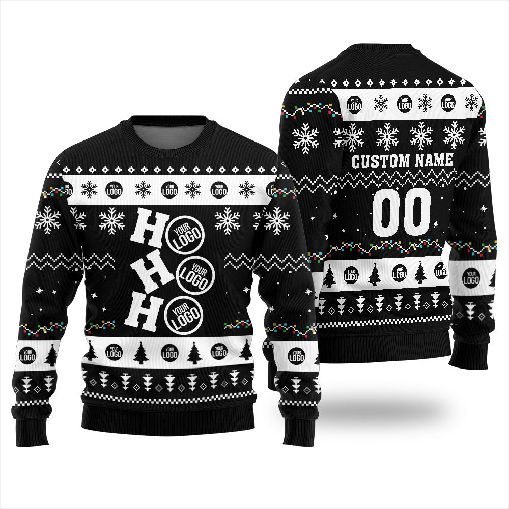 Custom Logo Ho Ho Ho Funny Ugly Christmas Sweater