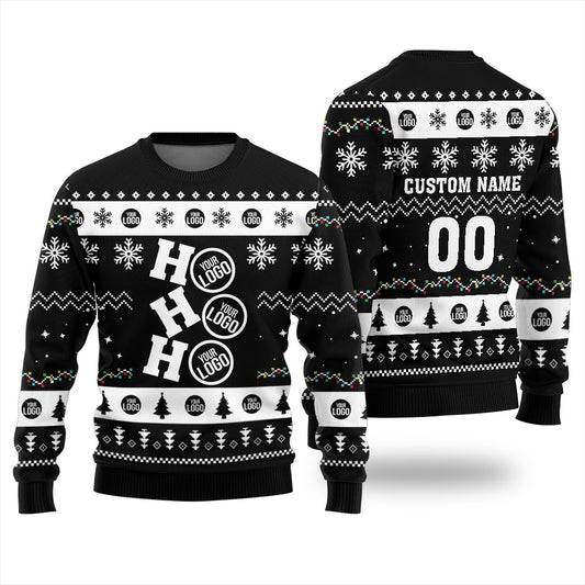 Custom Logo Ho Ho Ho Funny Ugly Christmas Sweater