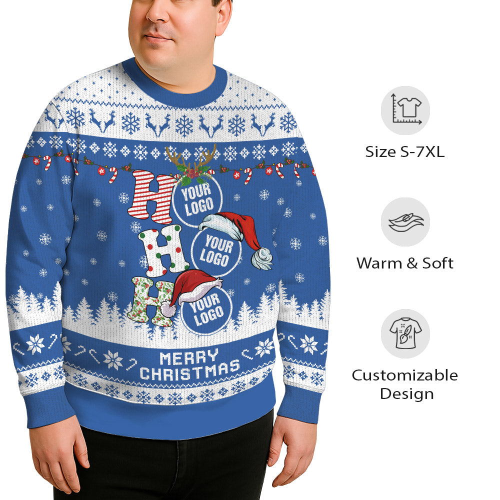 Custom Logo Ho Ho Ho Plus Size Ugly Christmas Sweater