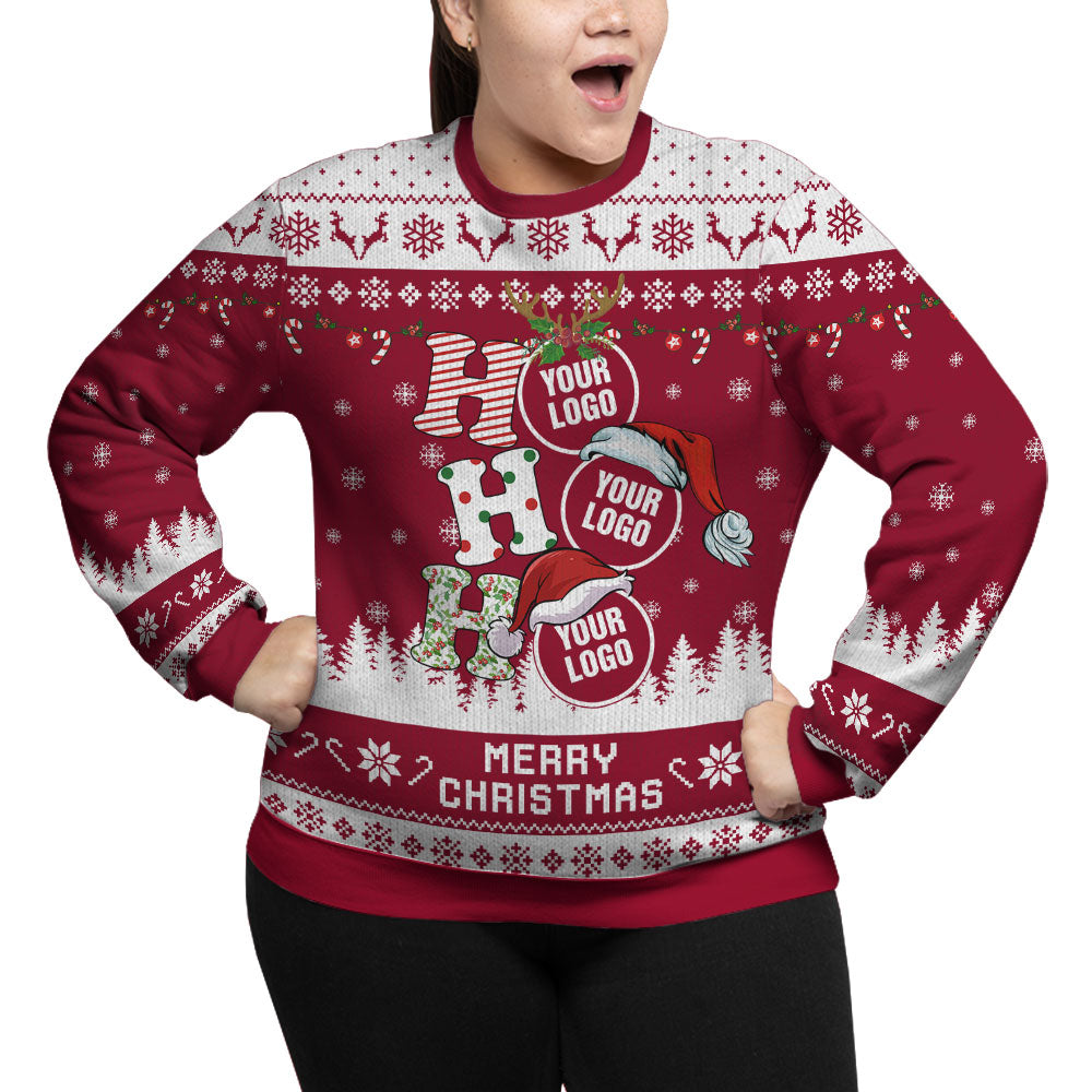 Custom Logo Ho Ho Ho Plus Size Ugly Christmas Sweater